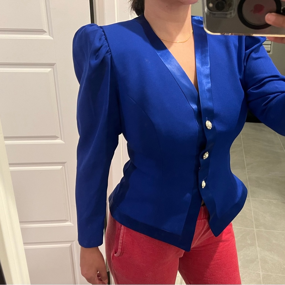 ❌SOLD❌STUNNING Vintage Royal Blue Suit Blazer - Picture 7 of 8